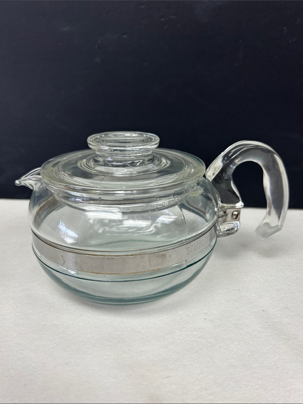 Vintage   PYREX  FLAMEWARE 6 cup glass stovetop teapot #8846